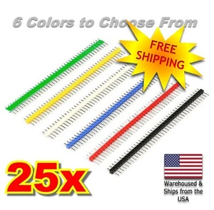 25PCS 40Pin 2.54mm Single Row Straight Male Pin Header Strip For PCB Arduino - Picture 1 of 8