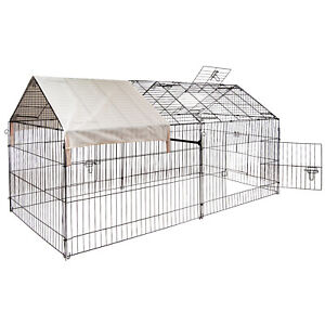 Chicken Coop Run Cage 87”x41”Outdoor  Indoor Metal Pet Playpen Enclosures