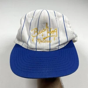 Vintage Nissin Adult Hat Bush Hog Racing White Striped Snapback One Size - Picture 1 of 10