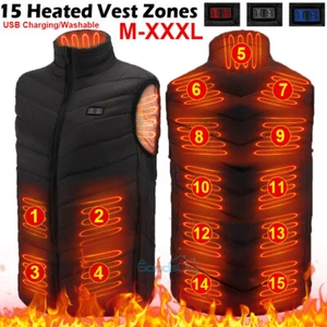 Carbon Fiber Heated Vest 15 Fast Heating Zones Electric Heating Vest Washable - Picture 1 of 37