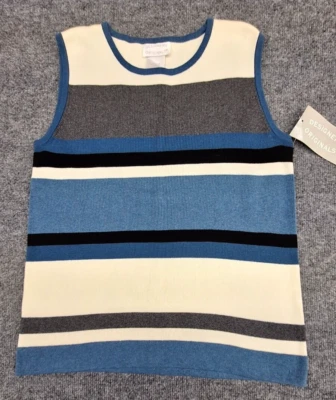 Vintage NWT Designers Originals Woman's Size M Sweater Vest Multicolored Stripes - Image 1 of 4