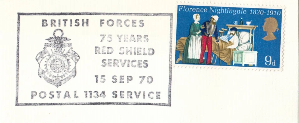 Florence Nightingale GB Used Red Shield Services BFPS 1970 ON PIECE (146689) - Image 1 of 1