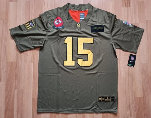 Patrick Mahomes Kansas City Chiefs Gold Salute To Service Football NFL Jersey Cover