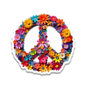 Hippie Bloom Friedensschild Vinyl Aufkleber für Koffer, Laptop, Wasserflasche - Bild 1 von 4