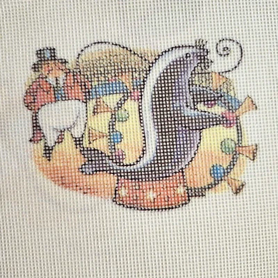 Vintage Circus Elephant Caravan & Seal Horns 2 Needlepoint 12 Count Canvases - Image 1 of 4