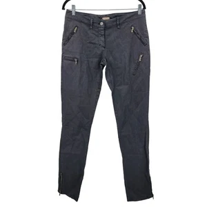 Galliano Black Waxed Moto Jeans 32 Ankle Zip Pockets Military Trenchcore Italy - Picture 1 of 15