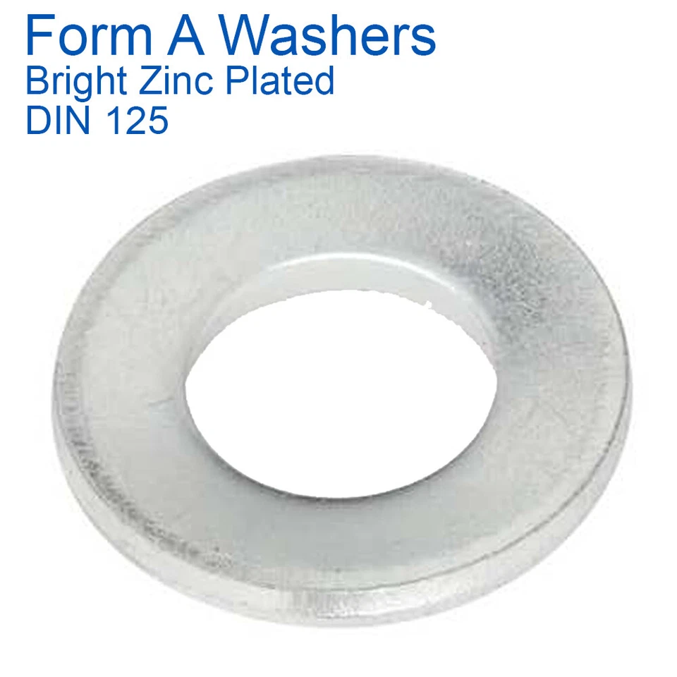 A2Z FAST FORM A FLAT WASHERS ZINC M2 M3 M4 M5 M6 M8 M10 M12 M14 M16 M18 M20 M24 M27 M30