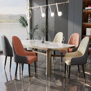 Set of 2 Luxury Modern Dining Chairs Faux Leather Seat Leisure Kitchen Bedroom - Picture 1 of 22
