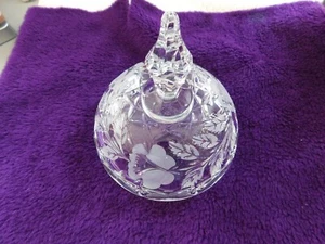 Antique Etched & Frosted Roses Glass Candy dish LID ONLY 6.25" - Picture 1 of 7