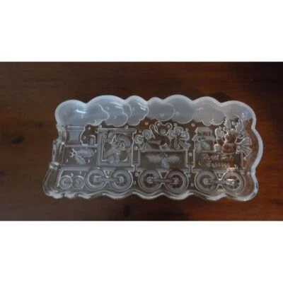 Servidor de prato de doces trem de vidro Gorham Holiday Traditions North Pole Express - Imagem 1 de 4