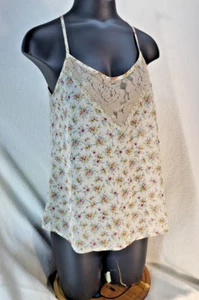 Vintage Y2k Wet Seal Baby Doll Tank Top Size Medium Floral Lace Chiffon Romantic - Picture 1 of 11