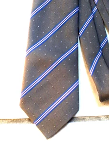 KRAWATTE – HERREN – Markenlos – Mehrfarbig – Grau mit blau / rosa Streifen – 100 - Bild 1 von 3