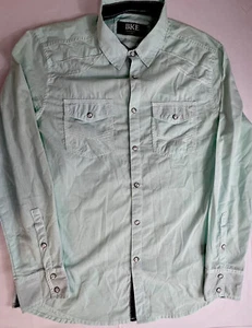 Camisa a Presión BKE Para Hombres Ajuste A Medida Verde Manga Larga Estilo Occidental Perla Talla M - Imagen 1 de 11
