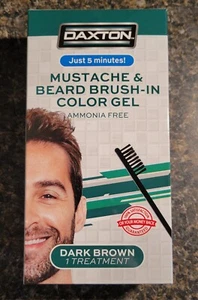 Daxton Mustache & Beard DARK BROWN Treatment Brush-In Color Gel Dye Exp0321 - Picture 1 of 6