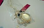 Betsey Johnson Pearl Stone Owl Cz/Stones Long  Gold/Plated Necklace