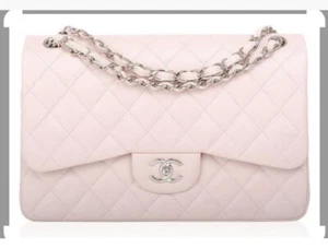 NWT Chanel Classic JUMBO PINK ROSE CLAIR Caviar Double Flap HandBag Silver HW - Picture 1 of 15