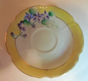 Vintage Halsey Fifth 5 1/2" Saucer Yellow w/flowers w/Gold Trim Made in Japan - Picture 1 of 2