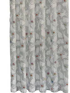 Celebrate Easter Bunnies Shower Curtain, White & Gray Bunny Rabbit Bath Decor - Picture 1 of 3