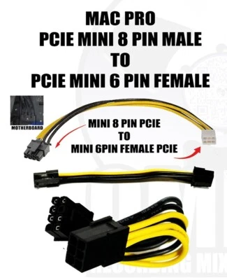 MAC PRO 2019+ PCIE POWER CABLE ADAPTER mini 8 pin to mini 6 pin female  - Image 1 of 4