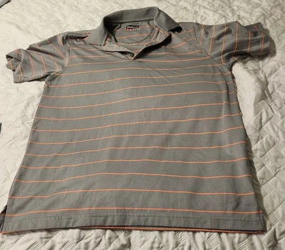 Grand Slam Mens Performance Shirt Gray Stripe Golf Polo Short Sleeve Size Large - Image 1 of 4