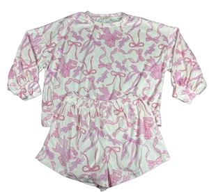 Peach Love California Pink Ribbon Women’s Large Lounge Short Set Soft Cozy - Picture 1 of 6