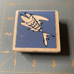 VAP! Scrap Wood Rubber Stamp- Fish - Picture 1 of 6