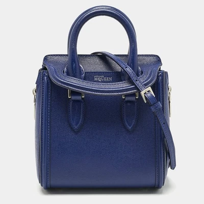 Bolso de Mano Alexander McQueen Mini Heroína de Cuero Azul Marino Foto 1 de 4
