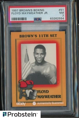 1997 Brown's Boxing #51 Floyd Mayweather Jr RC Rookie PSA 7 NM " LOOKS NICER " - Image 1 of 2