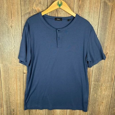 Theory Henley T-Shirt Soft Knit Casual Short Sleeve Blue Mens Size Large - Image 1 of 4