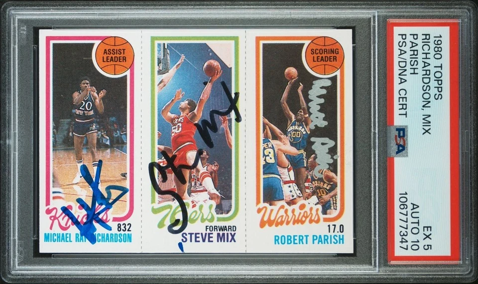 1980-81 Topps Robert Parish, Micheal Ray Richardson, S. Mix #92-185-165 ~AUTO!!~ - Image 1 of 1