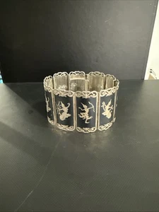 Vintage Sterling Silver Siam Niello Filigree Link Bracelet ~ 1.5”X 7" ~ 64.5g~ - Picture 1 of 10