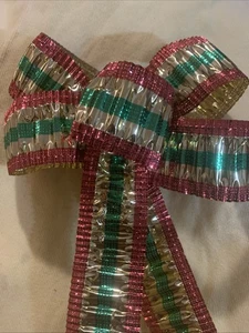 Große Vintage Lametta Weihnachten Schleife 8" breit - Bild 1 von 2