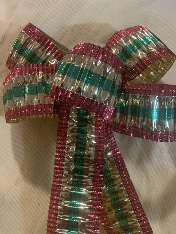 Arco de fita de Natal enfeites vintage grande 8” de largura - Imagem 1 de 2