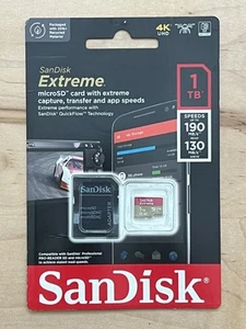 Carte mémoire microSDXC UHS-I SanDisk 1 To Extreme avec adaptateur SDSQXAV-1T00-GN6MA - Photo 1 sur 2