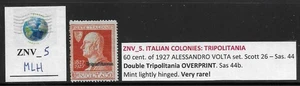 ZNV_5. ITAL. COLON: TRIPOLITANIA. Variety 60 cent. 1927 VOLTA. Scott 26. MLH - Picture 1 of 1