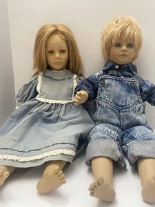 Annette Himstedt 1987 Dolls American Heartland Puppen Kinder Toni Timi Set - Picture 1 of 15