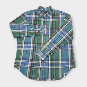 Polo Ralph Lauren Shirt XL Classic Fit Plaid Green Blue Brushed Cotton Button Up - Picture 1 of 6