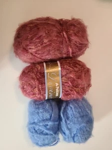 2 Skeins Patons Divine Blue Pink Yarn Floral Fantasy 06740 Acrylic Mohair 100g - Picture 1 of 15