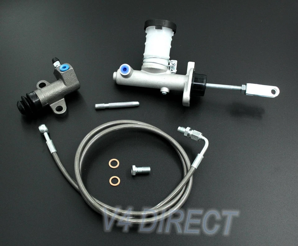 NEW Master & Slave Cylinder & Silver Clutch Line Kit For 1991-1998 Nissan 240sx - Image 1 of 1