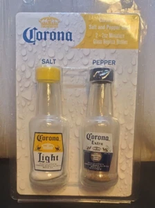 Vintage Corona Official Mini 2oz Replica Glass Bottle Salt and Pepper Shaker Set - Picture 1 of 2