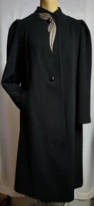 Abrigo Cochecito Mujer Vintage Años 60 Talla M/L Negro Lana Mod Chaqueta Cuero Detalles - Imagen 1 de 14