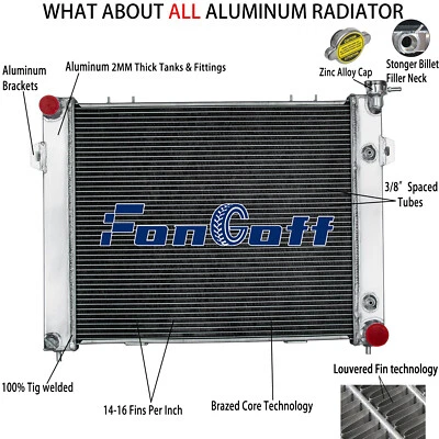 Aluminum Radiator For 1993-1996 1997 Jeep Grand Cherokee Grand Wagoneer 5.2L V8 Foto 1 de 4