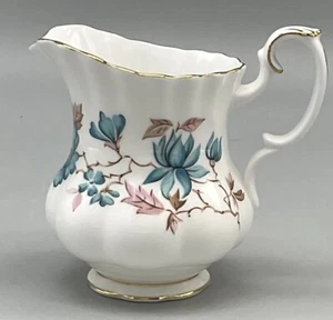 Royal Albert Mini Creamer Scalloped Rim Ornate Gold Trim Blue & Pink Flowers EUC - Picture 1 of 12