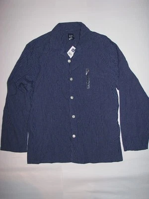GAP Button Down Long Sleeve Sleepwear Shirt Navy Blue Men's Medium NEW! Foto 1 de 2