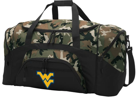 WVU Duffle Bag CAMO Travel West Virginia Gym Duffel WELL MADE LOADED W/ POCKETS! Cover