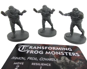 HELLBOY: The Board Game 3x TRANSFORMING FROG MONSTER Minis & Card NEW!! - Picture 1 of 5