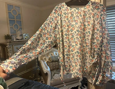 Jason Wu белый цветочный галстук подпоясанный шелковый топ размер 6 - Изображение 1 из 4