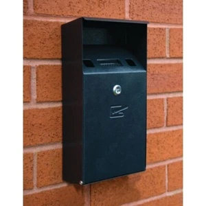 SIGNS & LABELS Wall Mountable Compact Cigarette Bin - Black Textured Finish - FW - Imagen 1 de 3