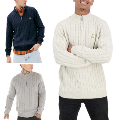 BRAVE SOUL Mens Jumpers Long Sleeve Crew Neck Pullover Cable Knit Cardigan S-XL - Image 1 of 4