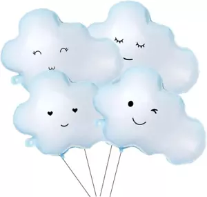 4Pcs 30" White Cloud Foil Balloons for Birthday Baby Shower Themed Party Birthda - Picture 1 of 14